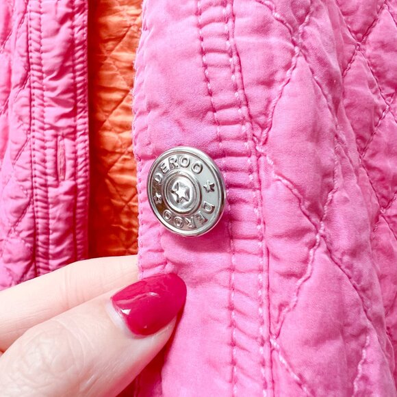 Barbie Pink & Orange Quilted Button Up Silk Jacket Size Women's Medium - Picture 3 of 8